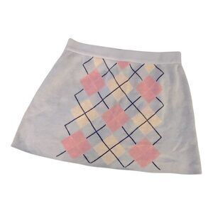 DIVIDE by H&M, mini skirt sz Medium, knit fabric with argyle design, baby blue..